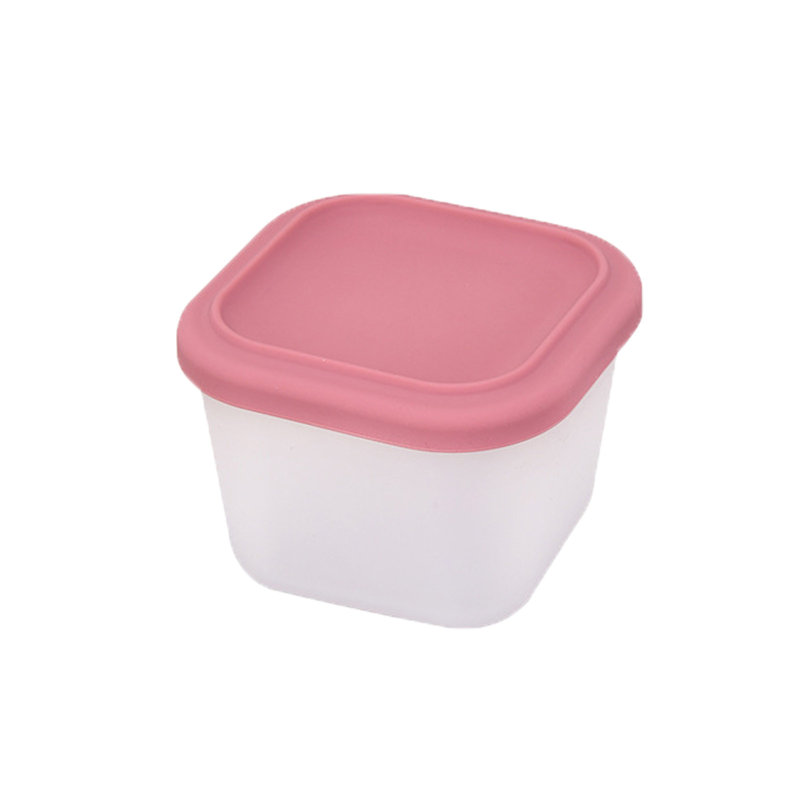Mini contenant en silicone pour aliments pour animaux de compagnie compatible avec les micro-ondes et les congélateurs, 3,27 x 3,27 x 2,48 po, rose