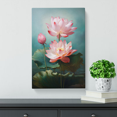 Lotus Flower Classicism Art - Wrapped Canvas