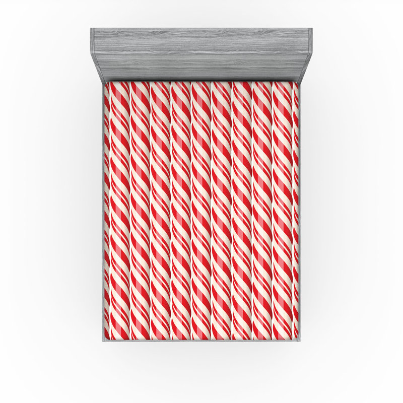 Drap-housse Ambesonne, paquet de 2, Drap-housse grand, Rouge / abstrait crème