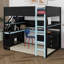 Lit mezzanine en bois avec escalier de rangement, bureau, tablettes et panneau perforé, style Esports peu encombrant pour adolescents et adultes-1491487936-1491487942