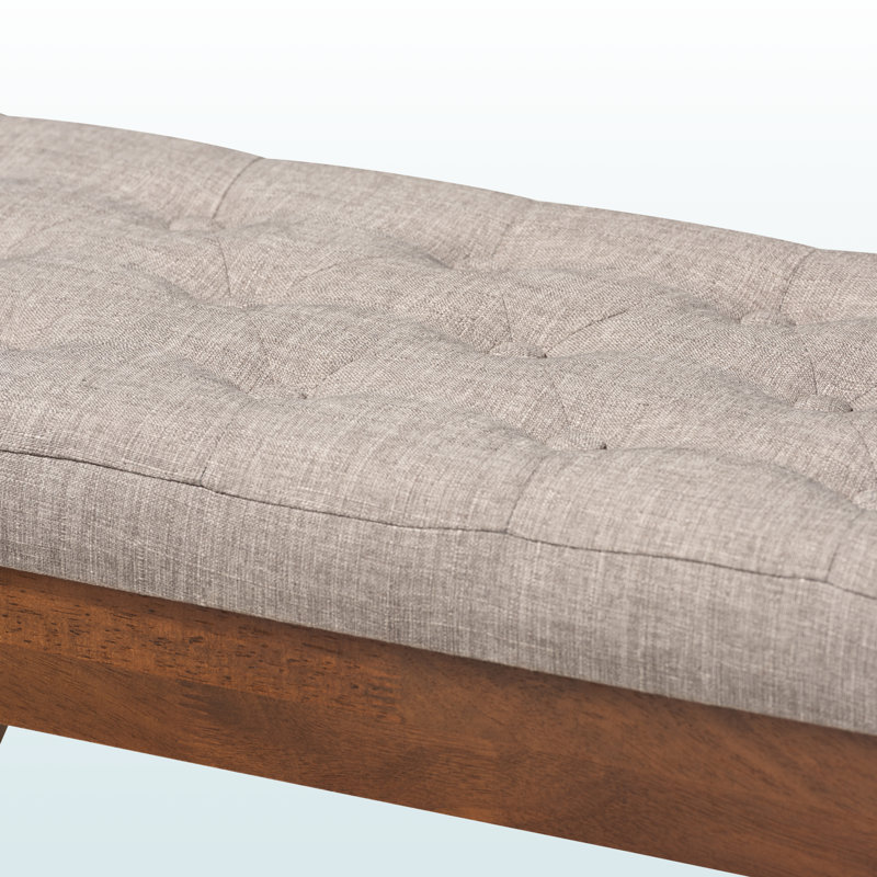 Ismail Upholstered Wood Dining Bench in Light Gray Fabric, 17.57" H X 41.18" W X 15.14" D