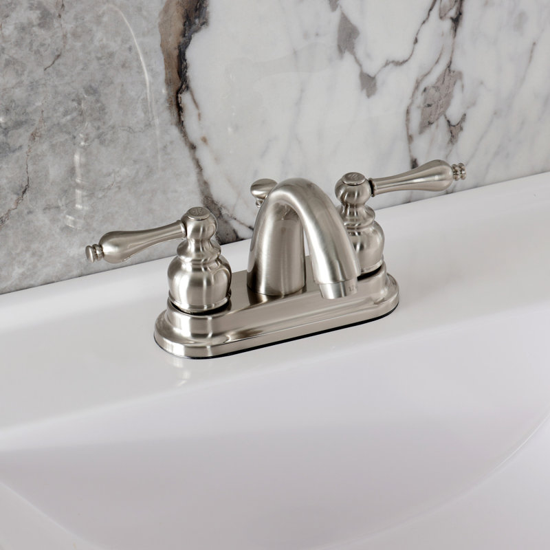 Kingston Brass Restoration Two-Handle 3-Hole Deck Mount 4" Centerset Bathroom Faucet with Plastic Pop-Up, Oil Rubbed Bronze