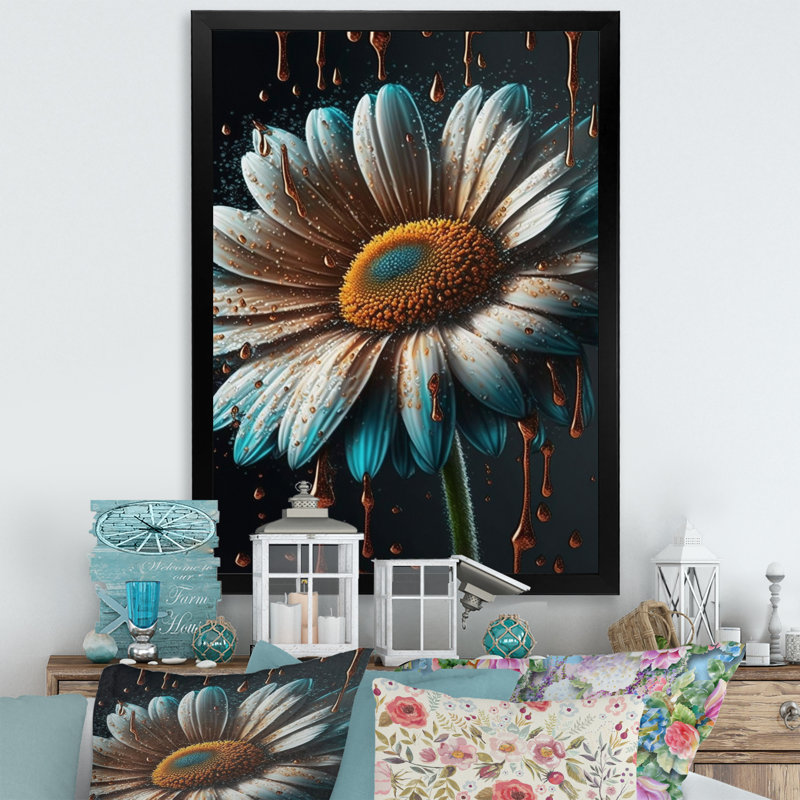 «Modern Blooming Daisy III», reproduction sur toile, Cadre photo noir, H 40 po x l 30 po x P 1,5 po