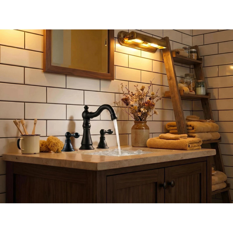 Two Handle 8 Inch Widespread Bathroom Faucet, Matte Black