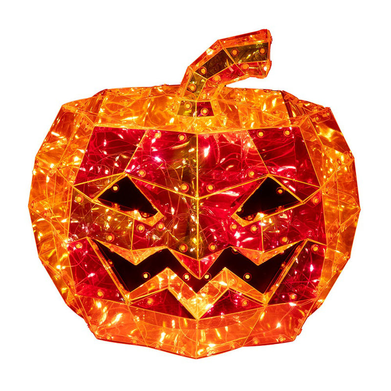 Jack-O-lanterne holographique orange à 100 lumières Kurt Adler, H 10 po x l 11,4 po x P 11,4 po