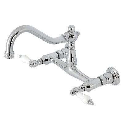 Kingston Brass Vintage Two-Handle 2-Hole Wall Mount Bathroom Faucet