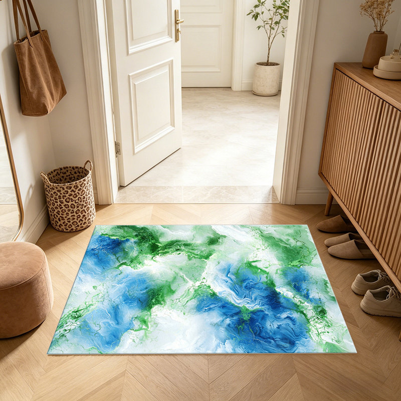 Green Blue Marble Texture   area rugs for Living Room, Soft and Comfortable, Suitable for all seasons, easy to maintain, machine washable Indoor floor mat, Under Table Farmhouse suitable for Bedroom, Dining Room, Study,  Balcony, Home Decor Patio