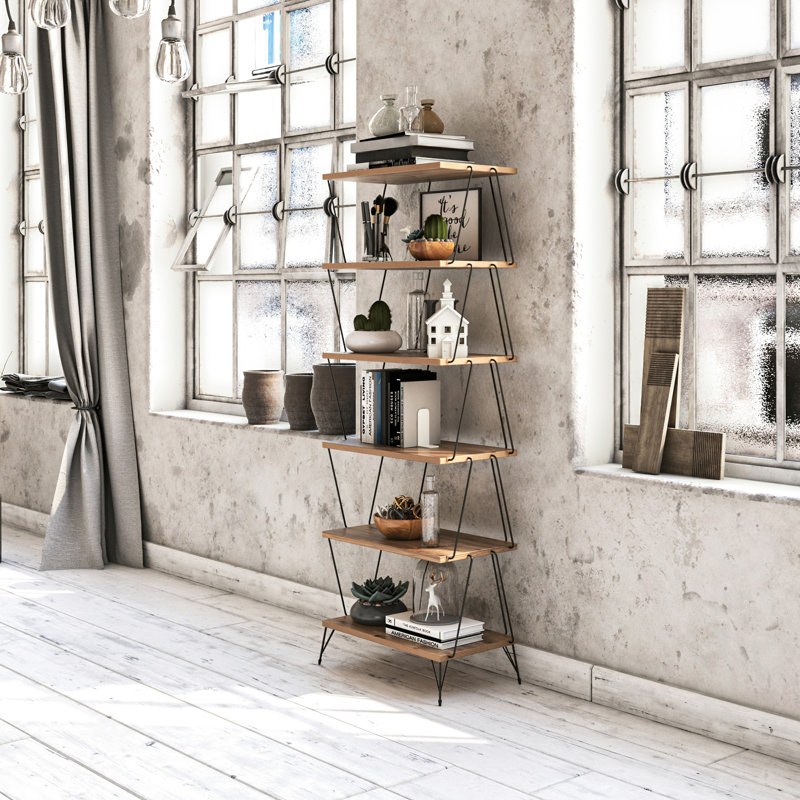 Folsom 165cm H x 48cm W Etagere Bookcase, Walnut