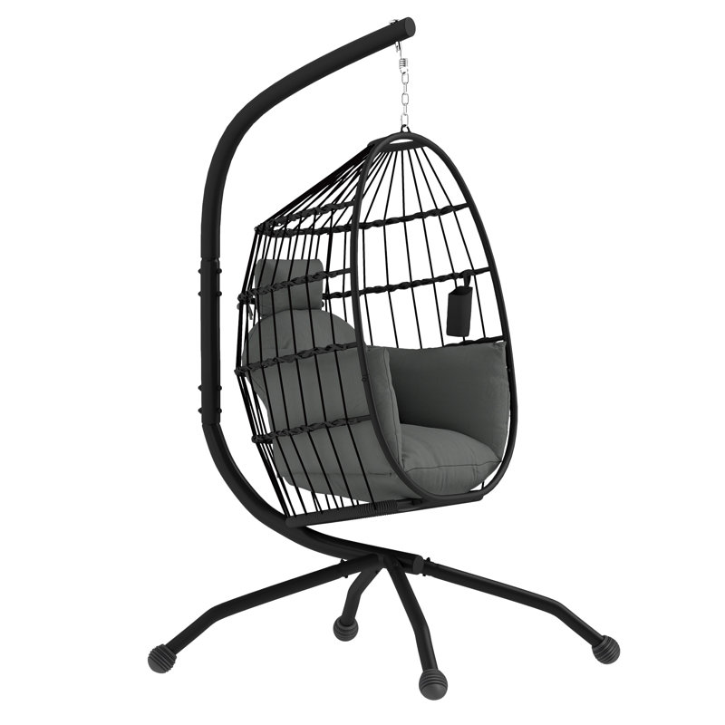 Egg Chair with Stand, Dark Grey