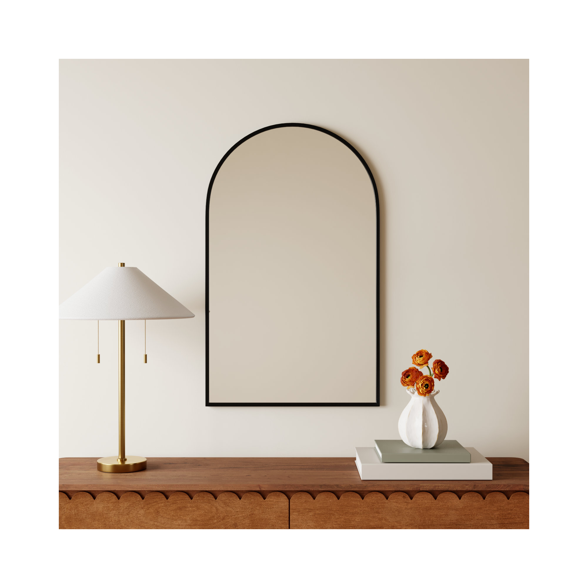 Sabine Metal Arch Wall Mirror, Black, 36" x 22"