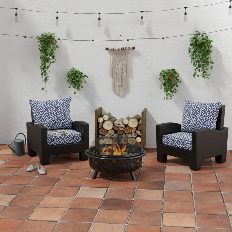 24" x 26.5" Outdoor Deep Seat Chair Cushion Set with Welt, Luxe Indigo