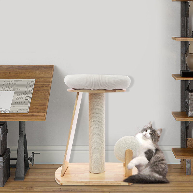 Multifunctional Wooden Cat Tree, Modern Cat Tree Tower For Indoor Cats