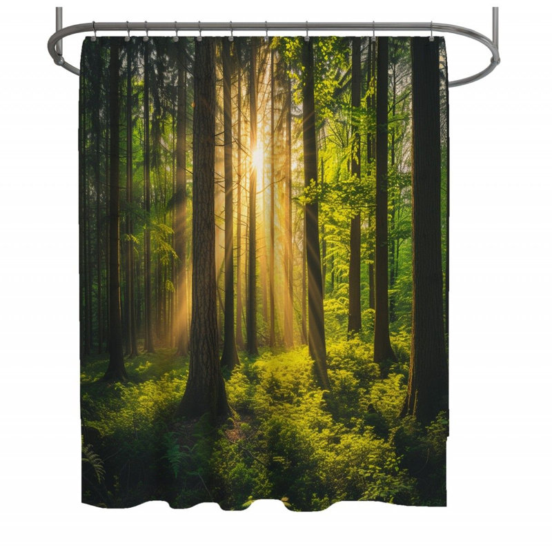 Forest Nature Warm Shower Curtain, 83" H x 70" W