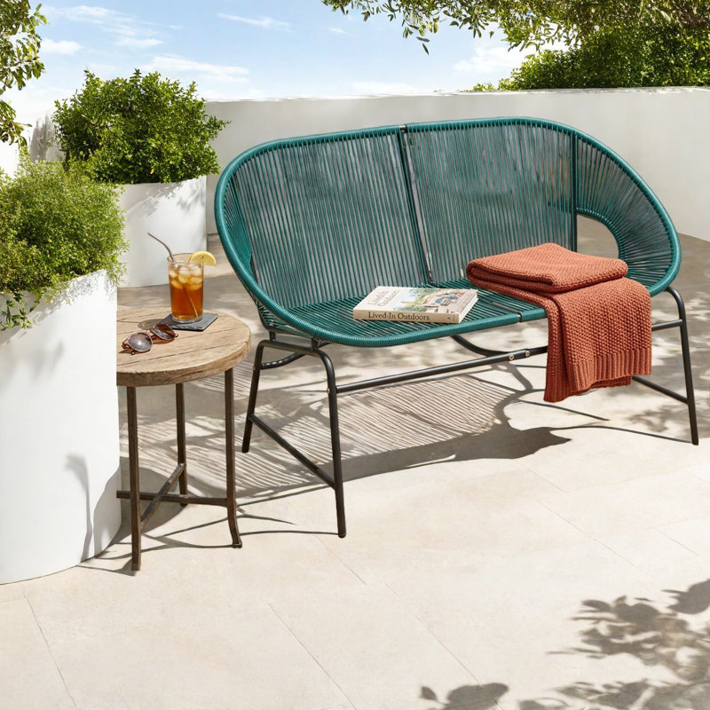 Canapés de patio spacieux, causeuse en métal pe rotin, maison d'extérieur moderne
