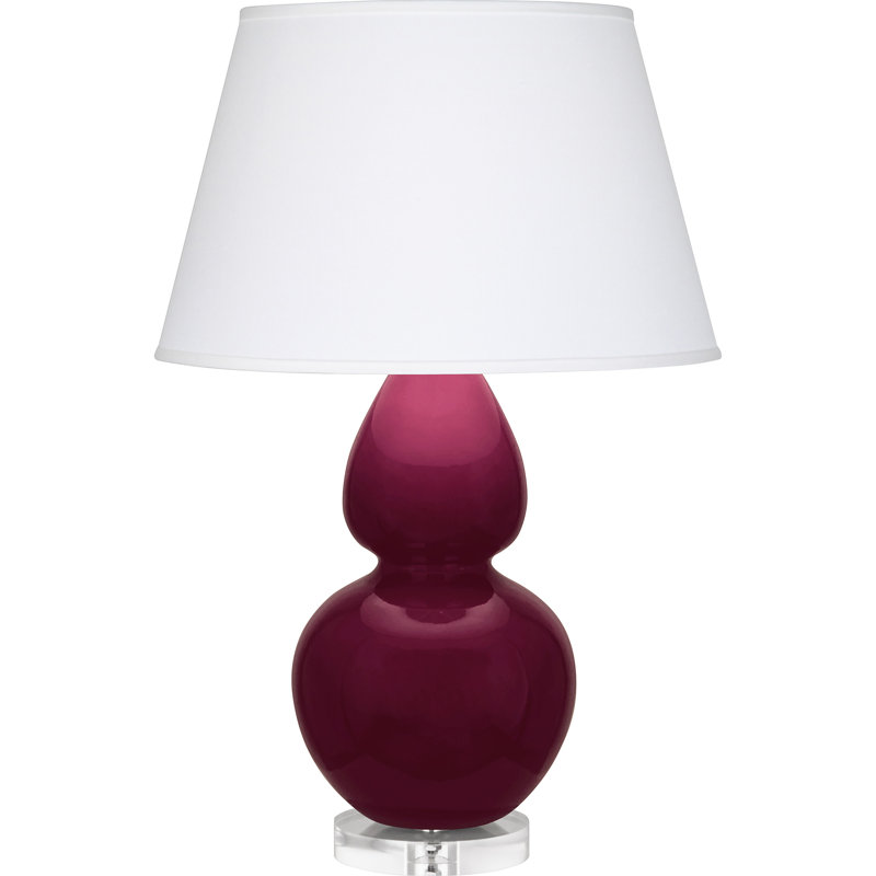 Double Gourd Table Lamp, Navy with Gray Lining, Sugar Plum Glazed/Silver