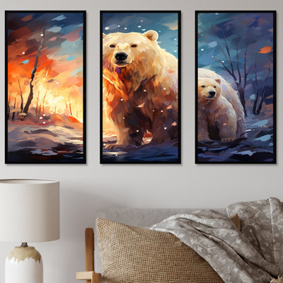 Famille d'ours polaire Starlit en hiver IV - Ours 2, art mural