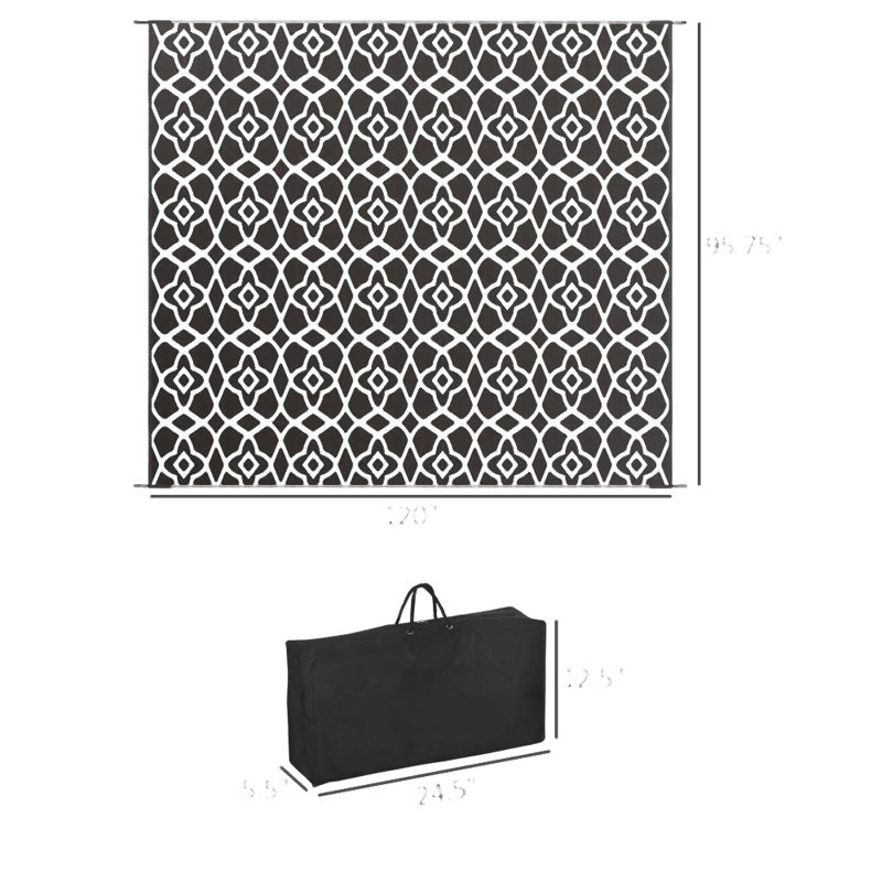 Patio Rug,Reversible Outdoor Rug Carpet Rv Camping Rugs With Carry Bag, Rectangulaire 8 pi x 10 pi