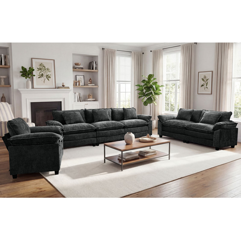 Ensemble de canapé modulaire 3 pièces, canapé-lit à assise profonde avec canapé surdimensionné de 120 po, causeuse de 86 po et fauteuil de 53 po