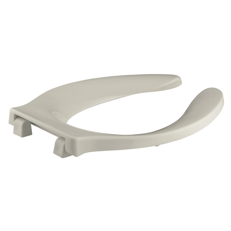 Stronghold Elongated Toilet Seat with Integrated Handle and Self-Sustaining Check Hinge, Sandbar