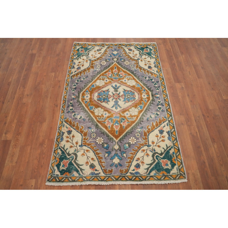 Tapis traditionnel délavé en laine 3 x 5