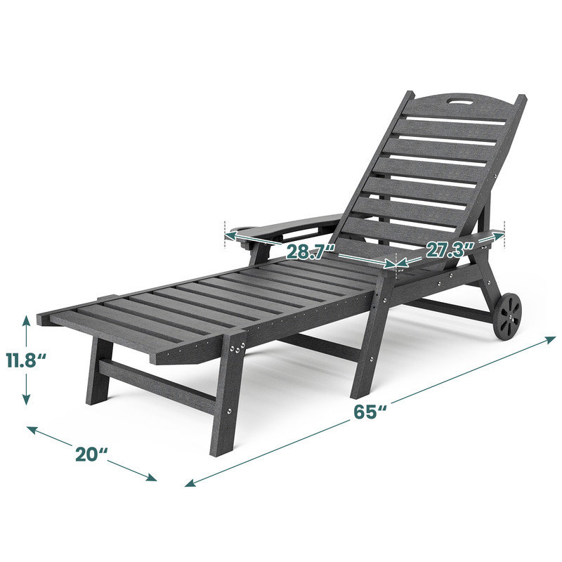 Méridienne de jardin inclinable en plastique PEHD Davonia, Gris