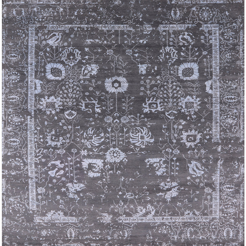 Tapis oriental gris clair Aram, Carré 6 pi