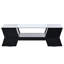 Table basse à 2 niveaux de style géométrique avec plateau en verre et tablettes ouvertes-1365604912