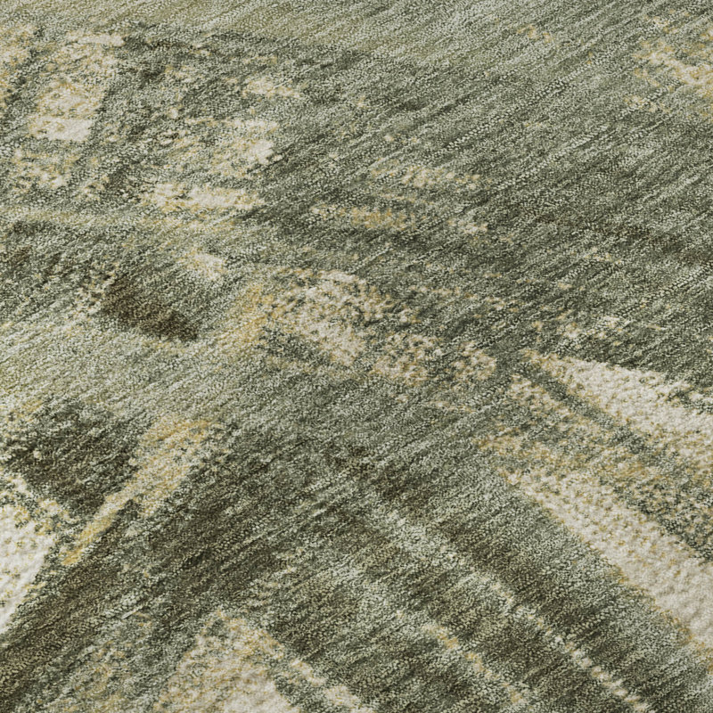 Premium Machine Washable Mayfield AMF2421 Abstract Rug, 8' x 10', Olive