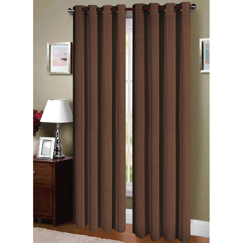 Agner Room Darkening Curtain Single Panel, Brown