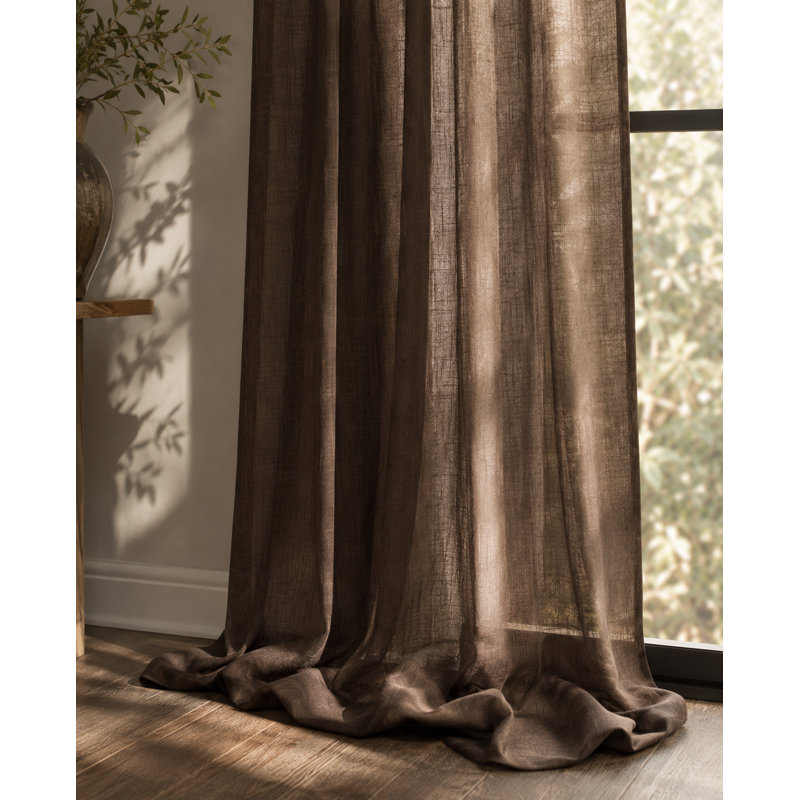 Agamdeep Semi Sheer Curtain Single Panel, Coffee, 54" x 108"