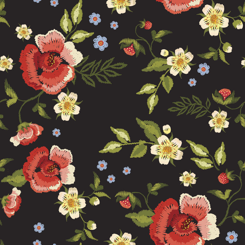 Embroidery Seamless Pattern - Wrapped Canvas Print, 91cm H x 91cm W x 3.8 cm D
