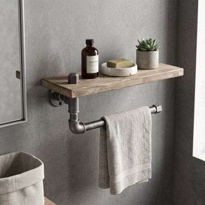 Industrial Wood and Metal Wall Shelf