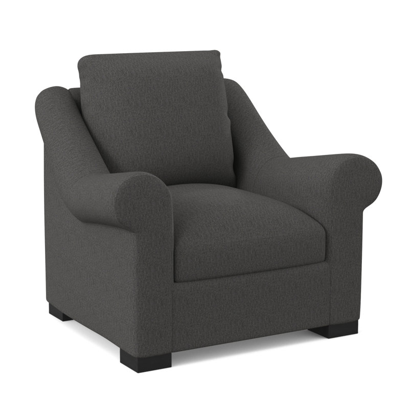 Canyon Sunbrella® and Boucle Armchair, Elise Harbor 100% Polyester, Espresso