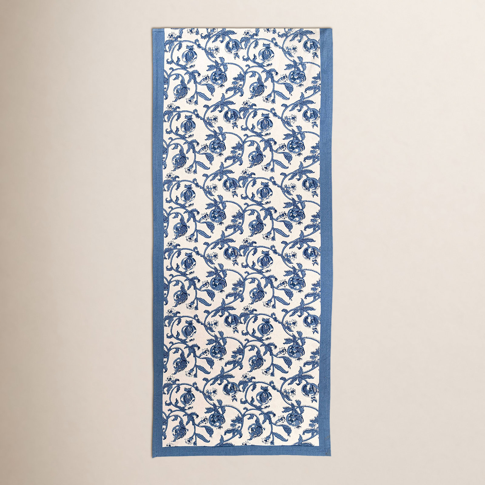 Brona Floral Table Runnner, 90" L x 16" W, Blue
