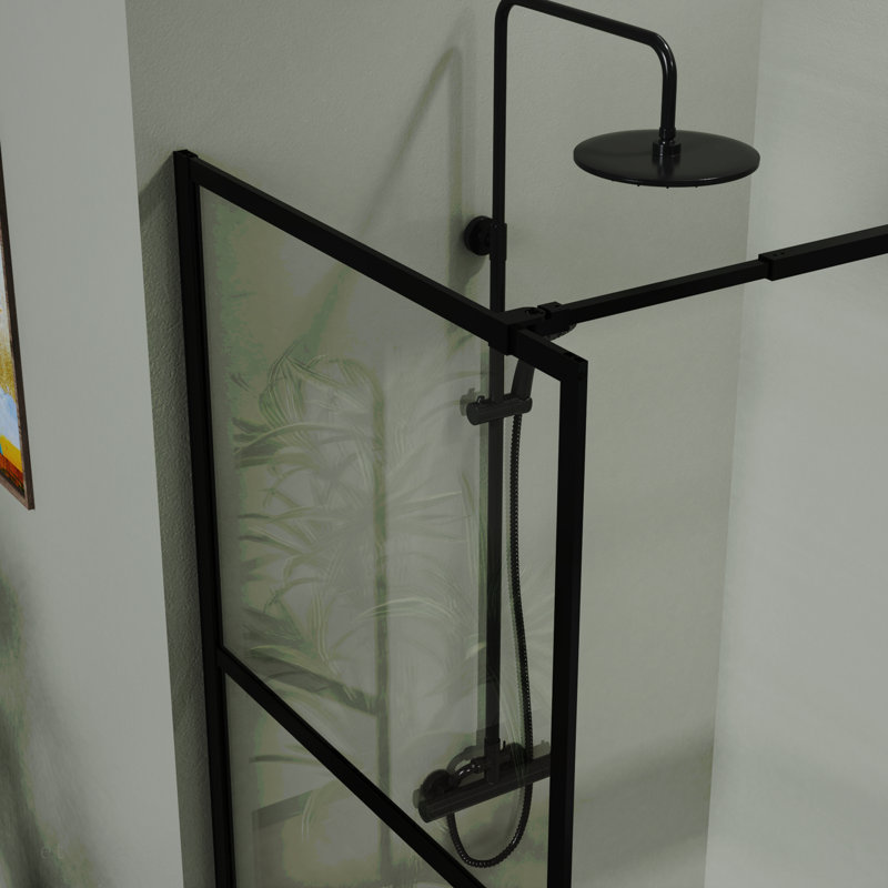 Pièce pour porte à moustiquaire avec porte de douche de 34 po Goodyo, noir, style 3 panneaux