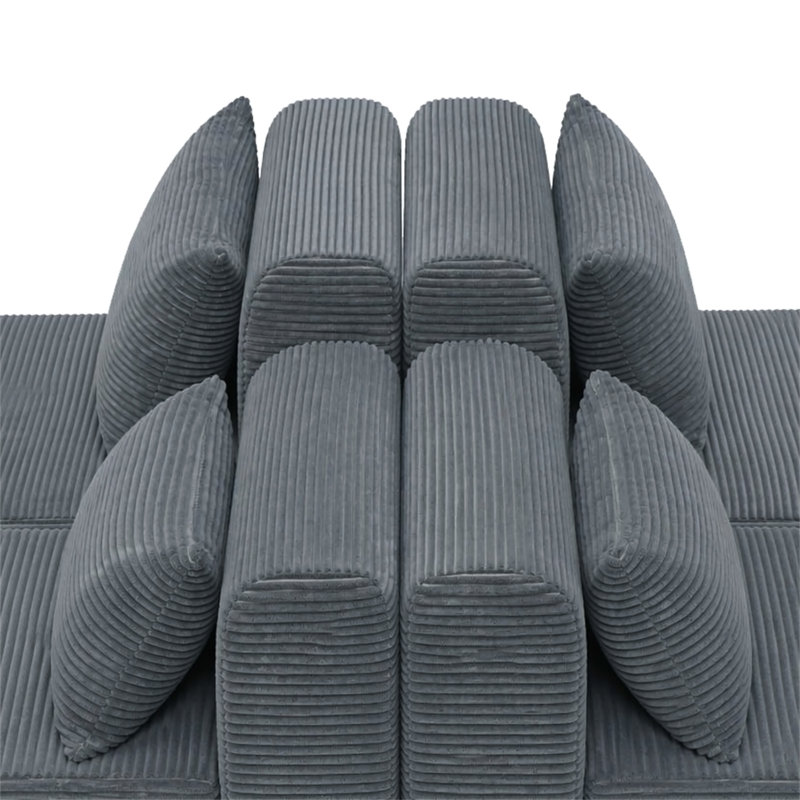 Canapé double modulaire 71 pouces 2 places, Grey Corduroy