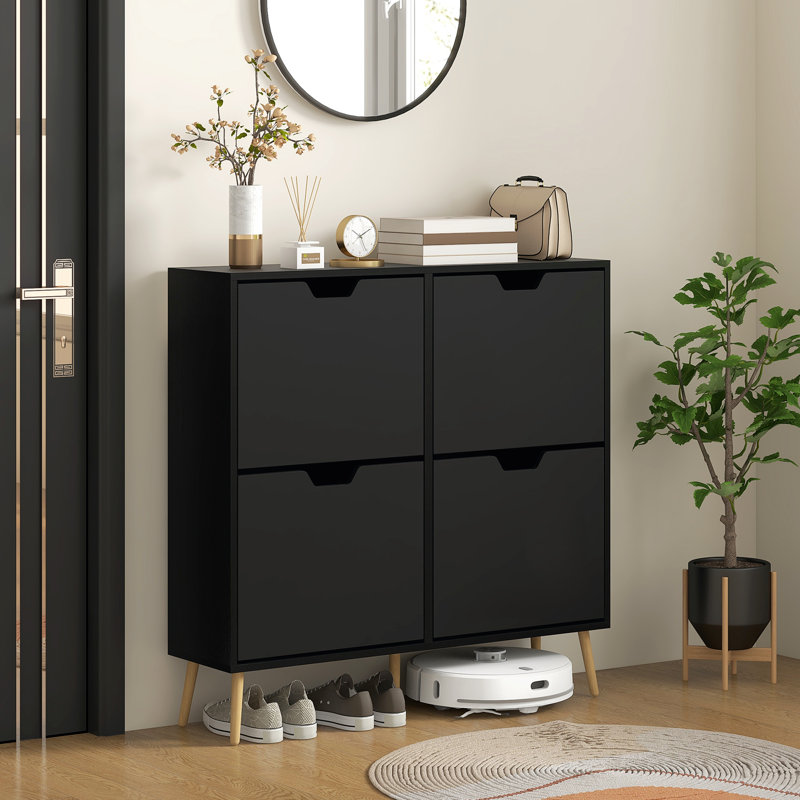 Armoire à chaussures avec 4 tiroirs rabattables et tablettes réglables