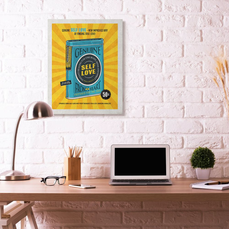 «True Self Love Vintage Comic Book Blue Yellow Design» par Ester Kay, impression sur toile, Toile tendue