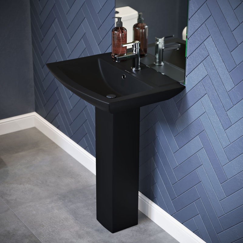 Lavabo sur pied deux pièces Sublime, Noir mat