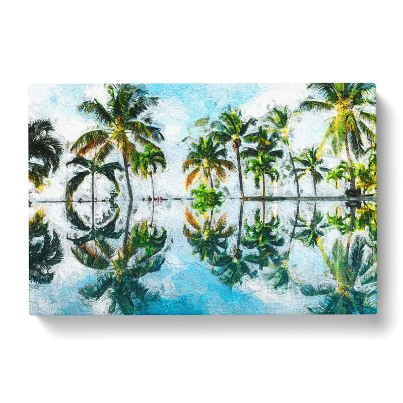 Palm Tree Reflections In Mauritius - Wrapped Canvas, 50cm H x 76cm W x 3cm D
