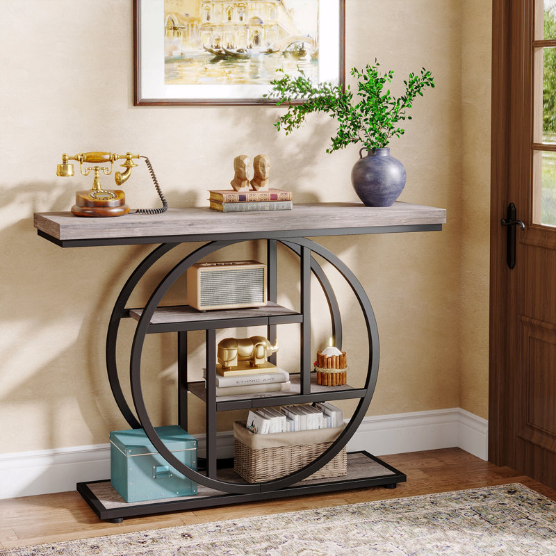 Nazirah 41.3'' Console Table, Gray, Black