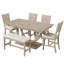 Ensemble de salle à manger demi-ronde en bois massif 6 pièces avec banc long et 4 chaises rembourrées, style marin moderne