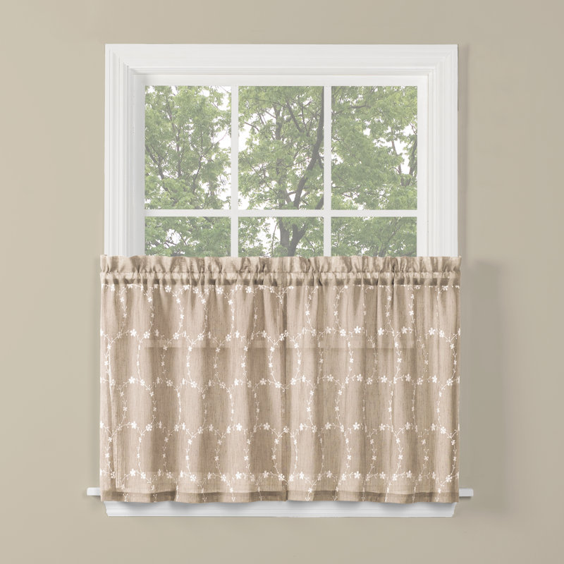 Gagne Geometric Tailored Cafe Curtain, Dove Gray, 56" W x 24" H
