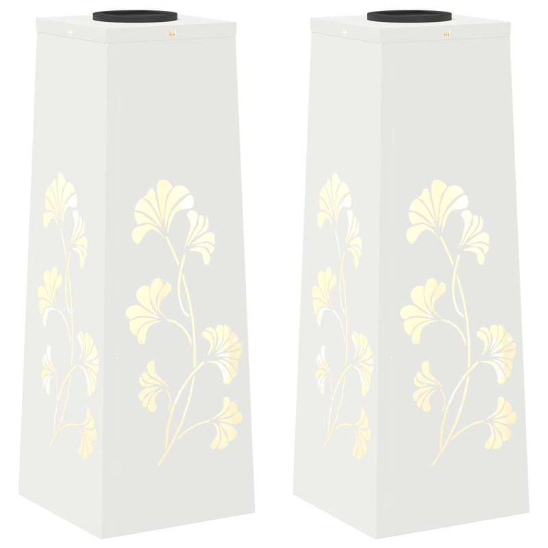 Solar Powered Steel Pathway Light, 50cm H x 18cm W x 18cm D, White