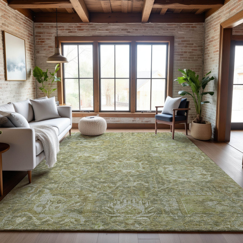 Premium Machine Washable Wayne AMF1101 Damask Rug, Rectangle 5' x 7'6"
