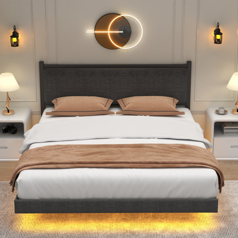 Lit plateforme tapissier Glyniss, Grand