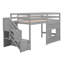 Lit mezzanine simple avec escalier de rangement, fenêtre et glissade - Lit superposé en bois de pin pour enfants, gris-298796915