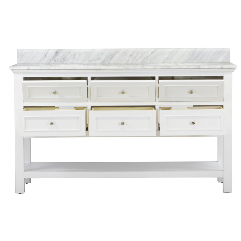 Ensemble de meuble-lavabo de salle de bain double 60 po Chatwin, Blanc