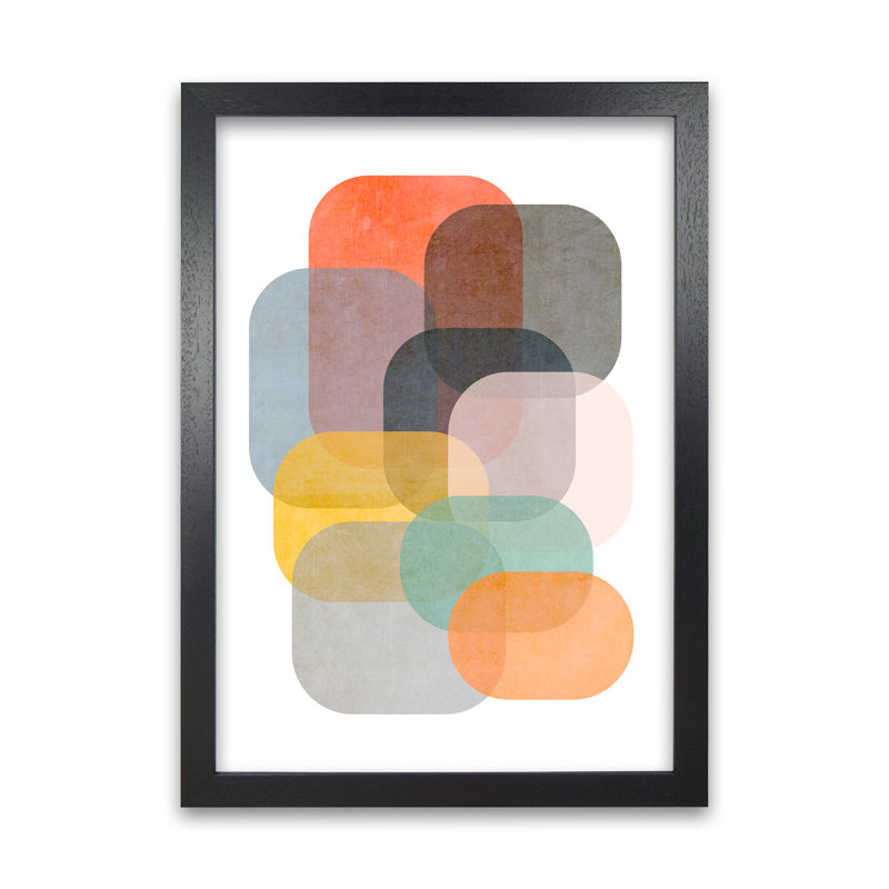 Colourful Abstract Shapes A - Print, 30cm H x 21cm W x 3cm D, Black Frame