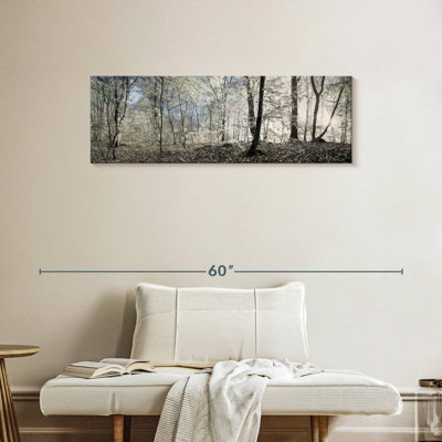 Forêt au lever du jour, reproduction panoramique sur toile tendue